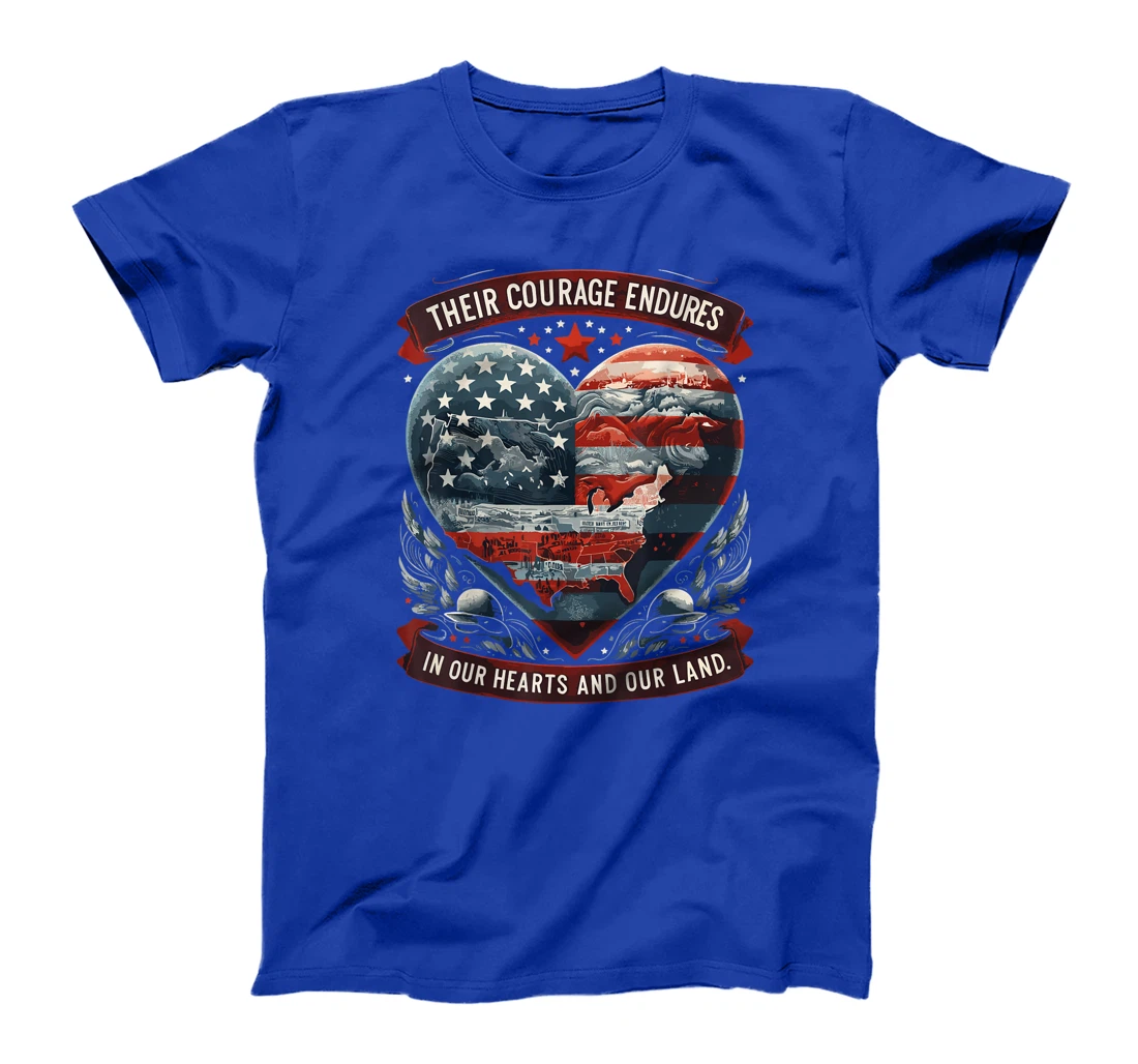 Patriotic USA Flag Heart Memorial Day Veteran Men Women T-Shirt