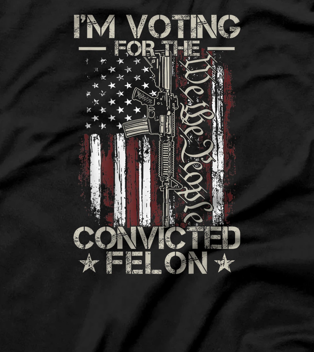 American Flag I'm Voting Convicted Felon 2024 Trump On Back T-Shirt