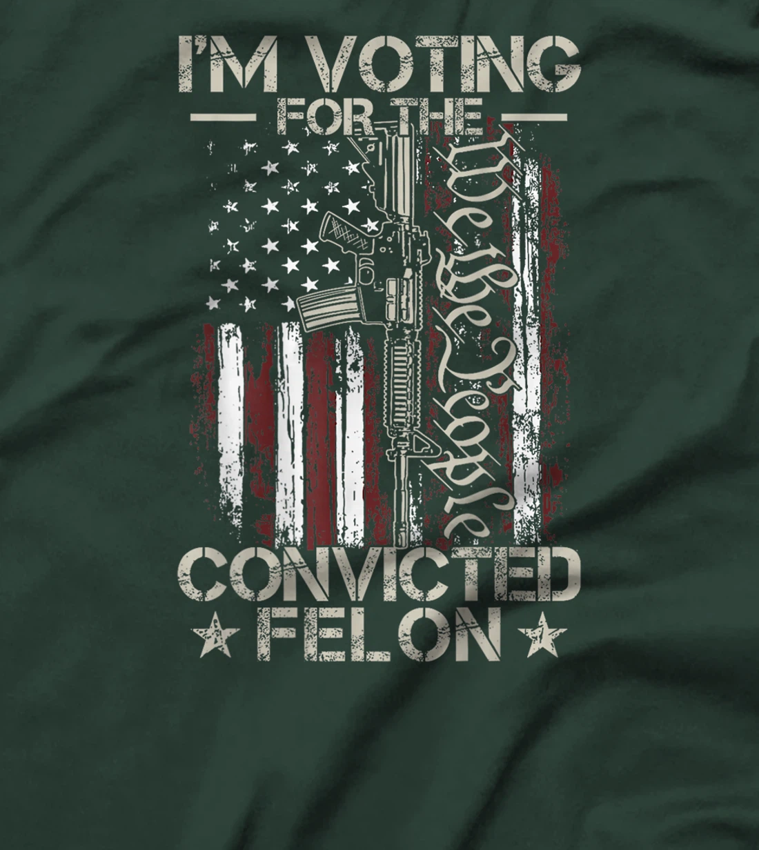 American Flag I'm Voting Convicted Felon 2024 Trump On Back T-Shirt