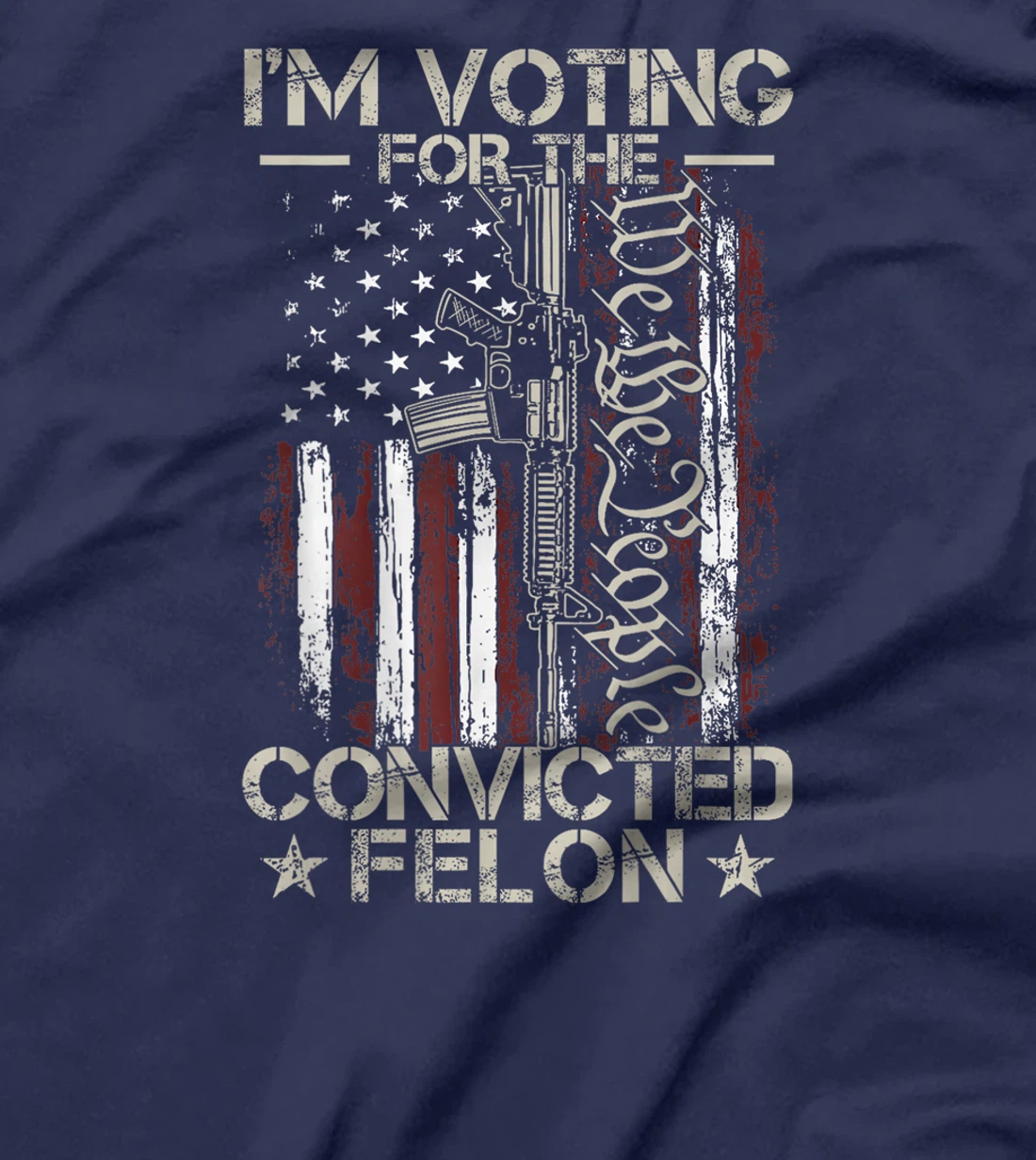 American Flag I'm Voting Convicted Felon 2024 Trump On Back T-Shirt
