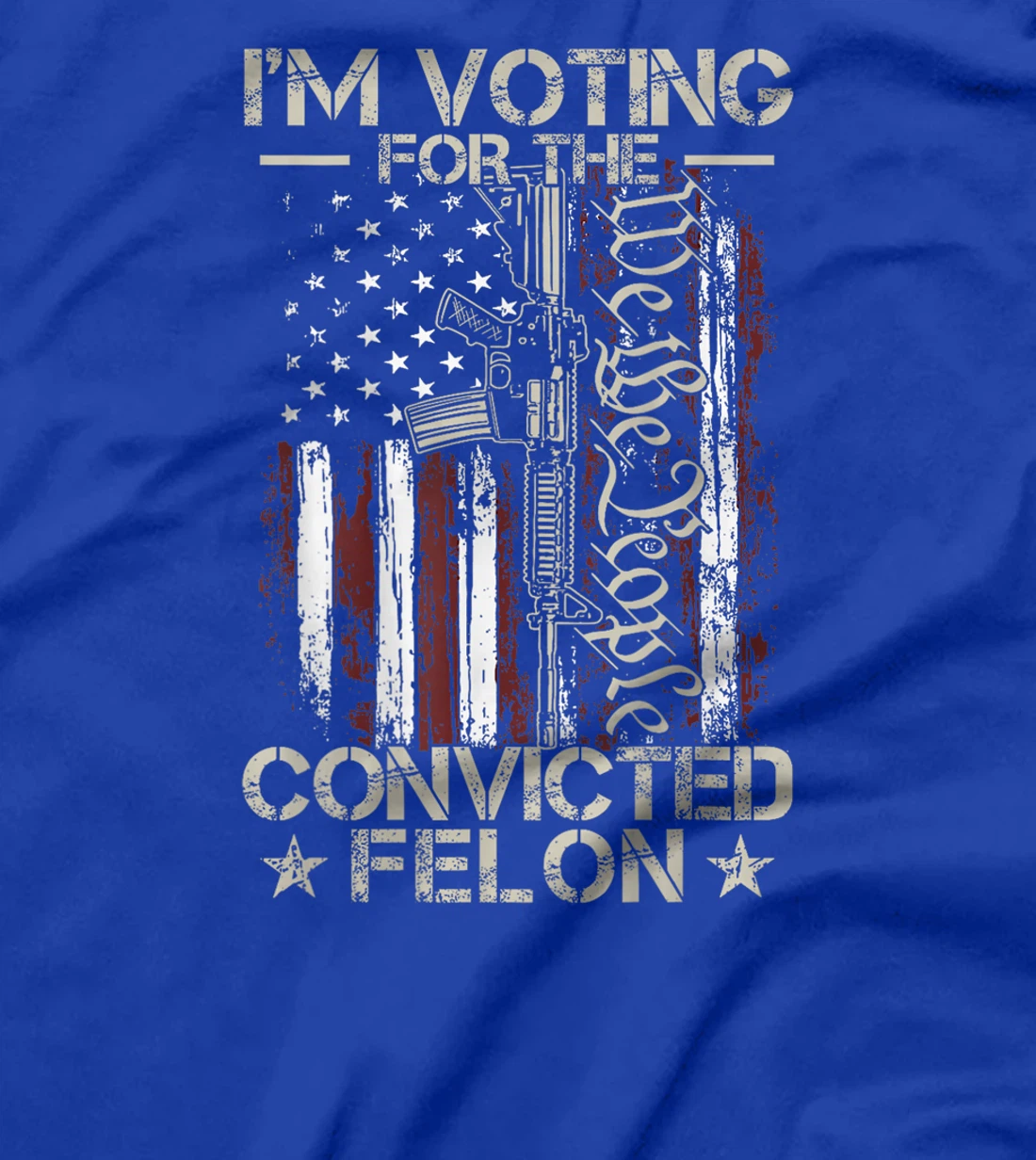 American Flag I'm Voting Convicted Felon 2024 Trump On Back T-Shirt