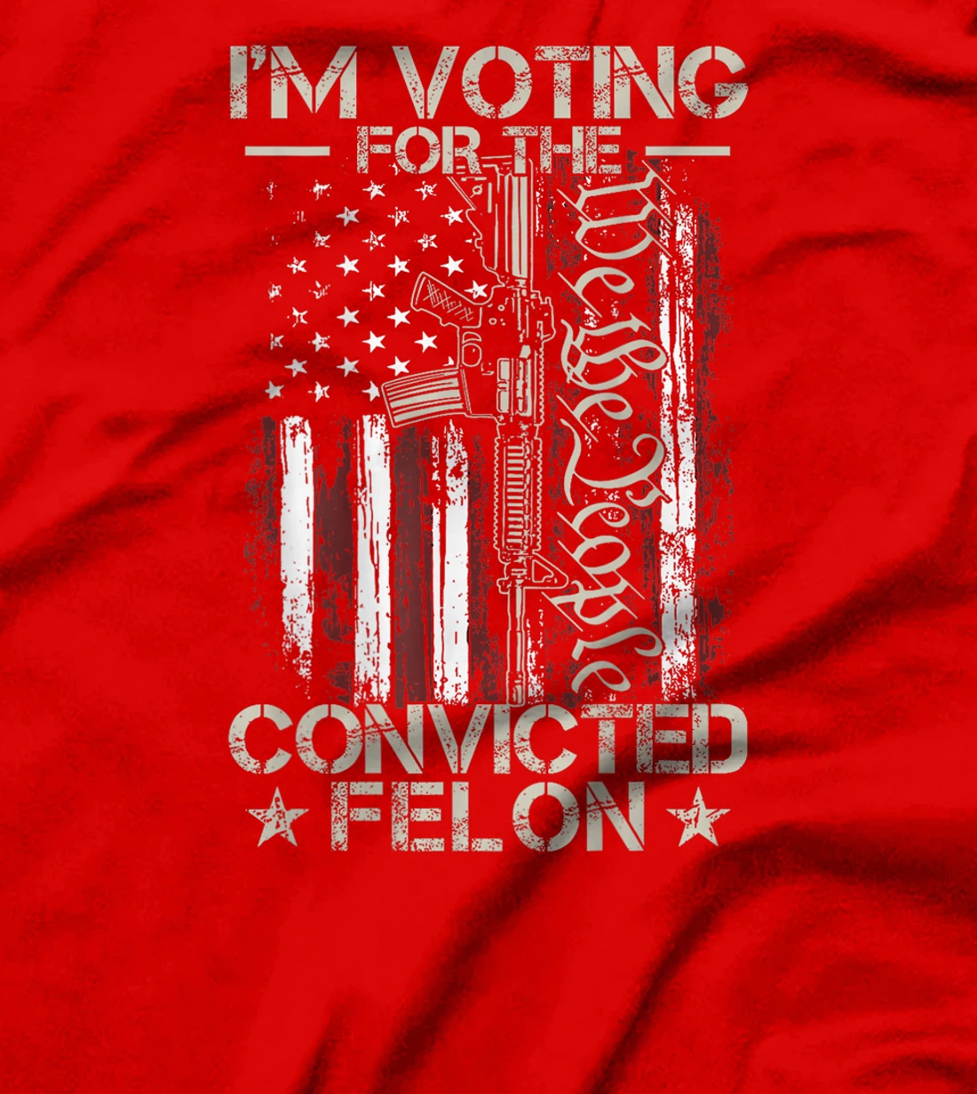 American Flag I'm Voting Convicted Felon 2024 Trump On Back T-Shirt
