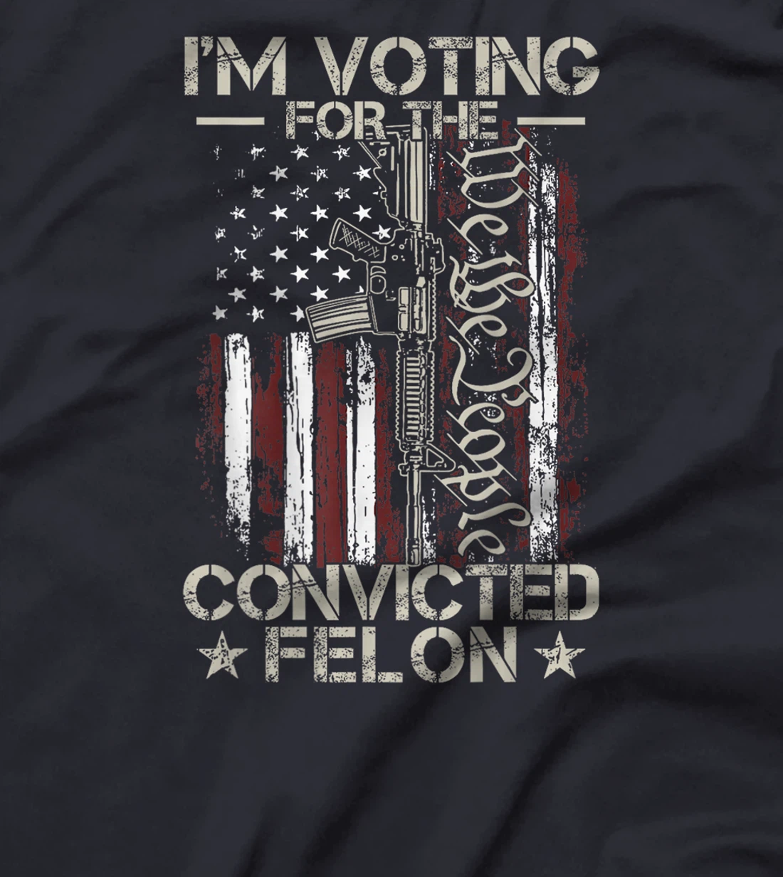 American Flag I'm Voting Convicted Felon 2024 Trump On Back T-Shirt