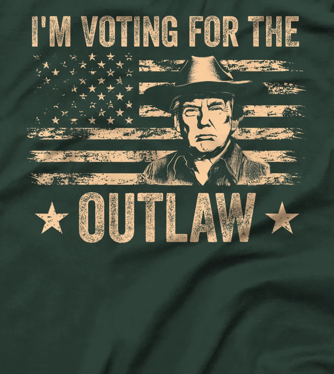 I'm Voting For The Outlaw US Flag Trump Cowboy T-Shirt