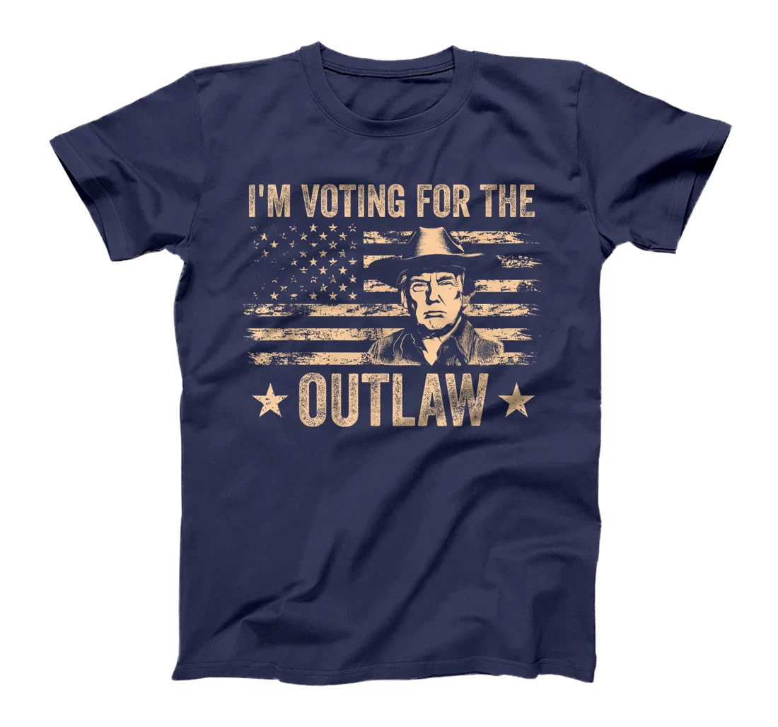 I'm Voting For The Outlaw US Flag Trump Cowboy T-Shirt