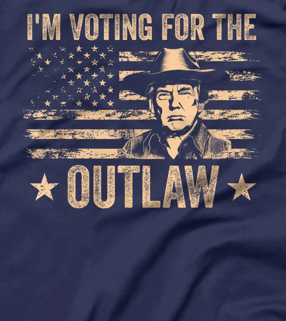 I'm Voting For The Outlaw US Flag Trump Cowboy T-Shirt