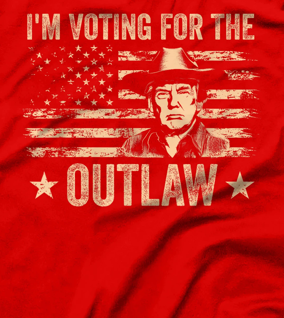 I'm Voting For The Outlaw US Flag Trump Cowboy T-Shirt