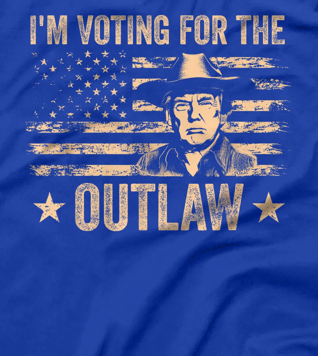 I'm Voting For The Outlaw US Flag Trump Cowboy T-Shirt