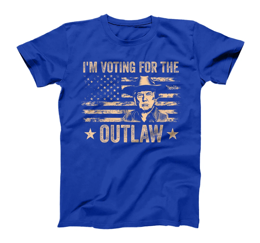 I'm Voting For The Outlaw US Flag Trump Cowboy T-Shirt