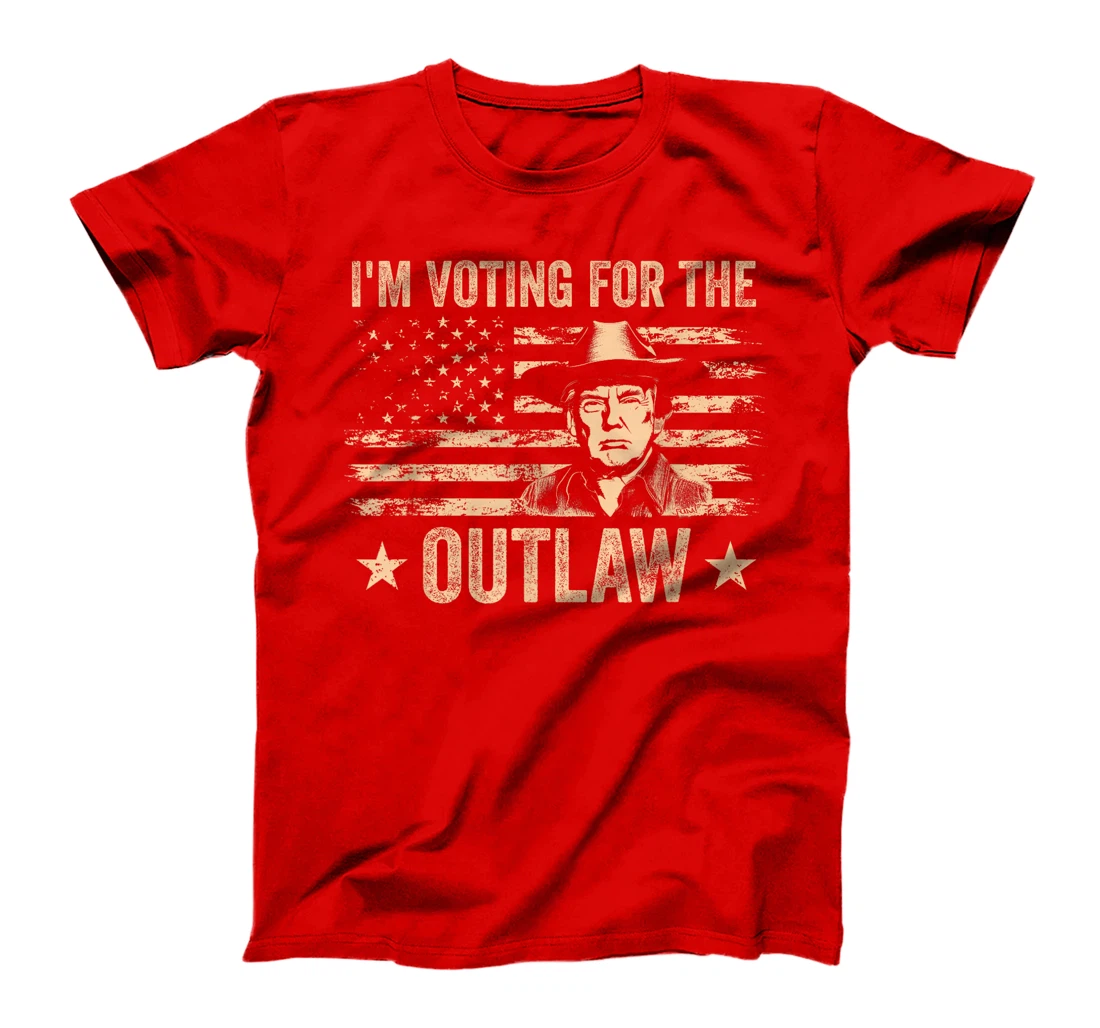 I'm Voting For The Outlaw US Flag Trump Cowboy T-Shirt