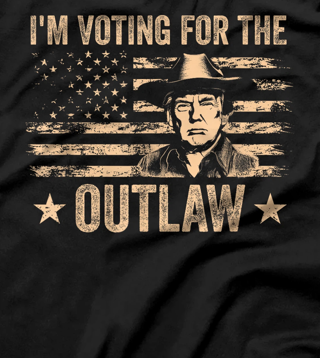 I'm Voting For The Outlaw US Flag Trump Cowboy T-Shirt