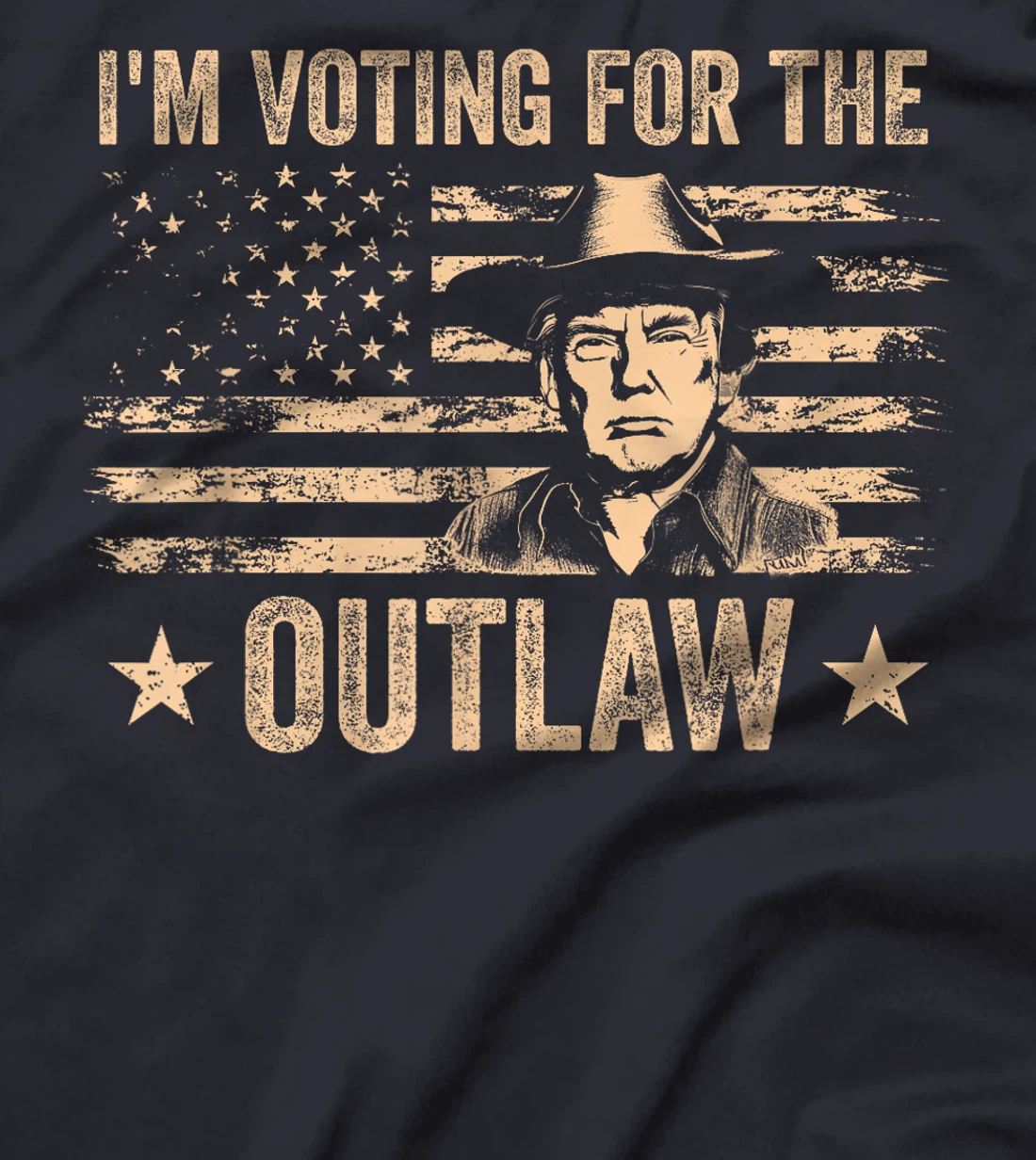 I'm Voting For The Outlaw US Flag Trump Cowboy T-Shirt