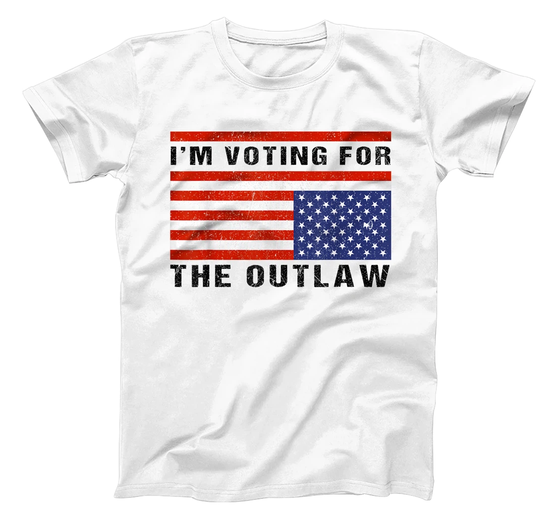 Womens I'm Voting The Outlaw Donald Trump 2024 MAGA American Flag T-Shirt