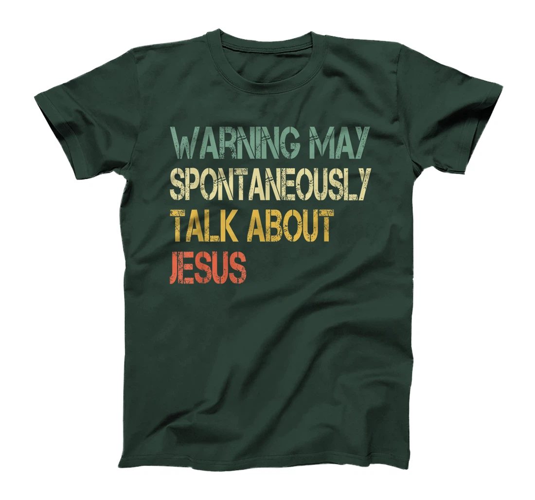 Christian Mens Warning May Talk About Jesus God Bible Faith T-Shirt