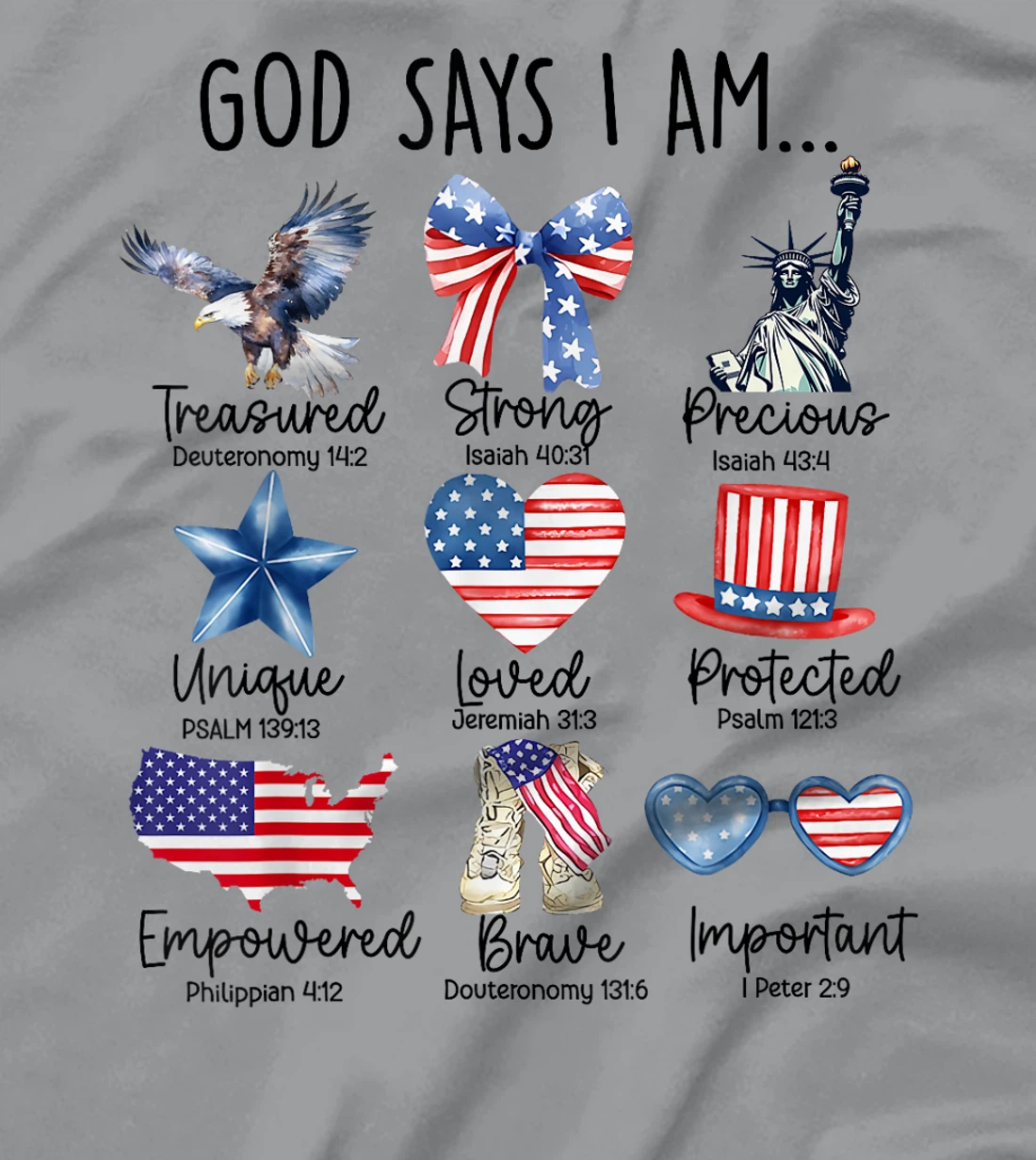 4th Of July God Says I Am Strong Loved Protected Patriotic T-Shirt