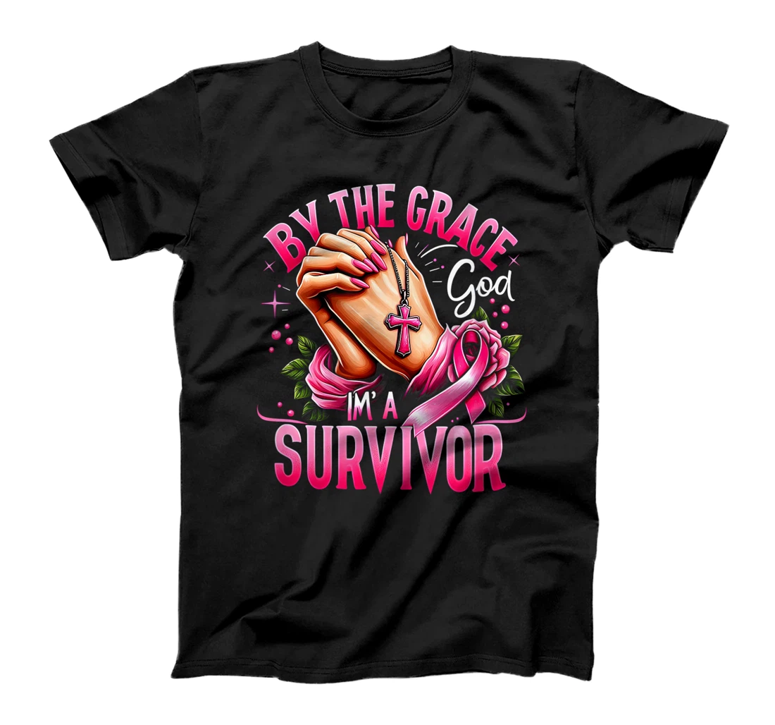 By The Grace God I'm A Survivor Breast Cancer Awareness T-Shirt