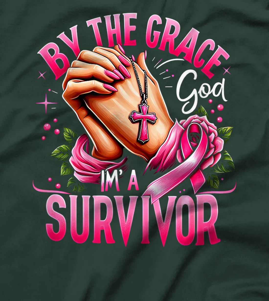 By The Grace God I'm A Survivor Breast Cancer Awareness T-Shirt