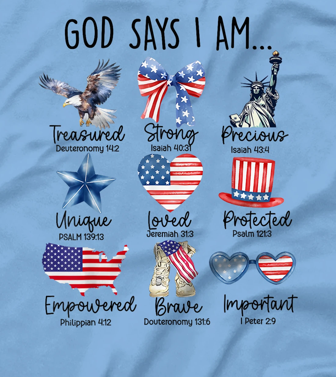 4th Of July God Says I Am Strong Loved Protected Patriotic T-Shirt