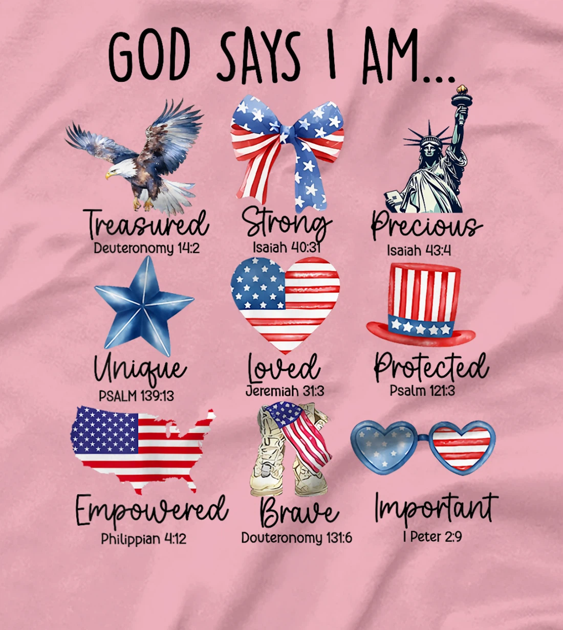 4th Of July God Says I Am Strong Loved Protected Patriotic T-Shirt