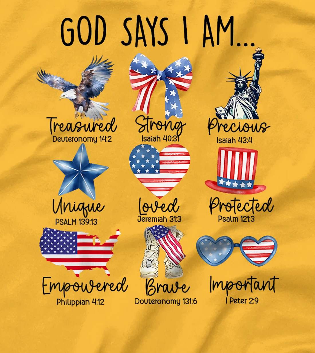 4th Of July God Says I Am Strong Loved Protected Patriotic T-Shirt