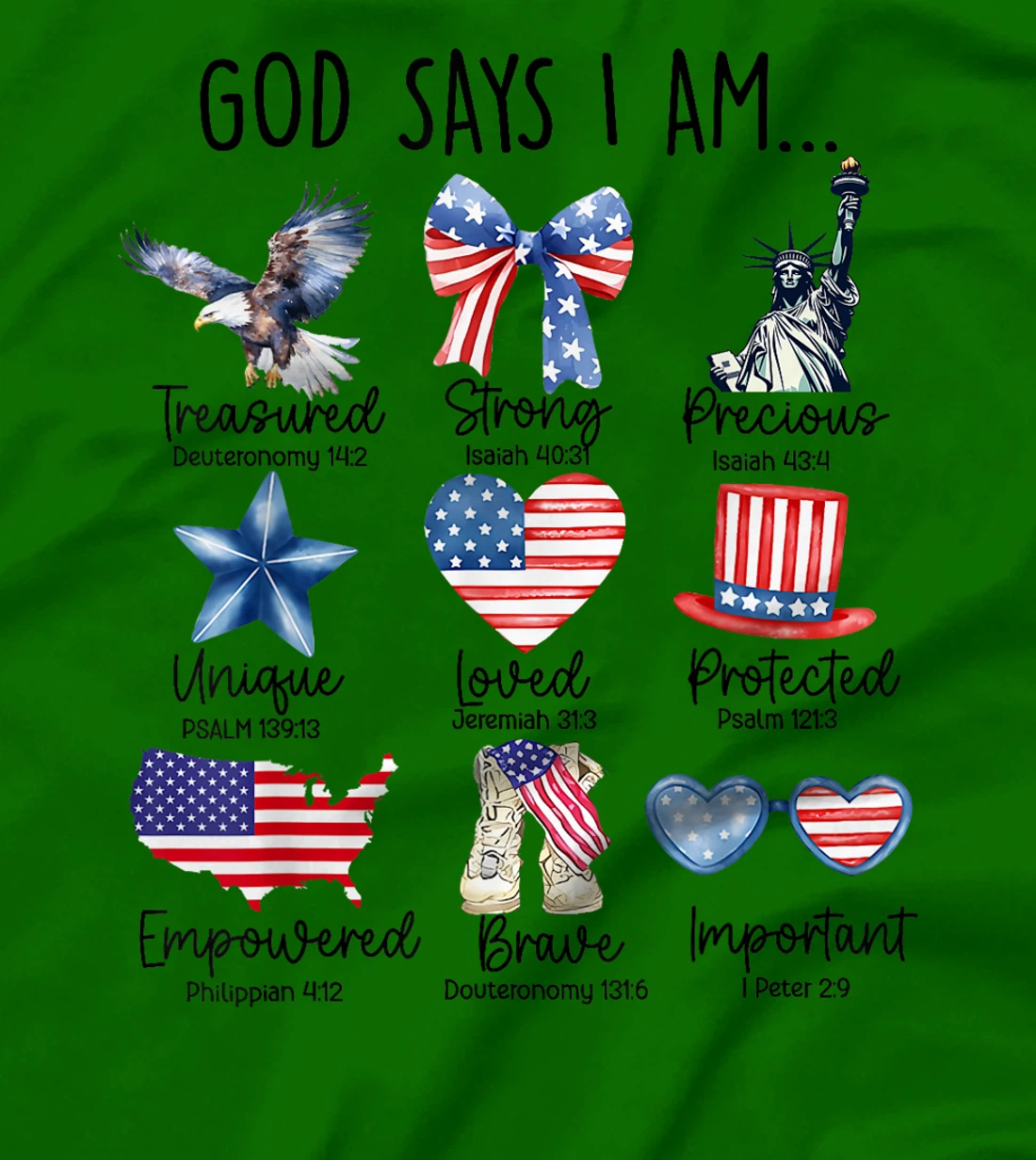4th Of July God Says I Am Strong Loved Protected Patriotic T-Shirt