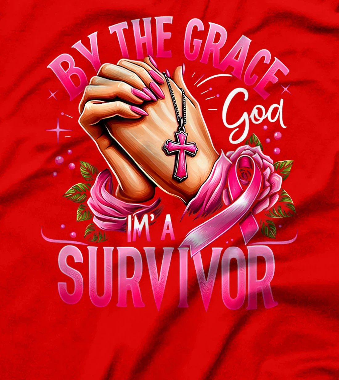 By The Grace God I'm A Survivor Breast Cancer Awareness T-Shirt
