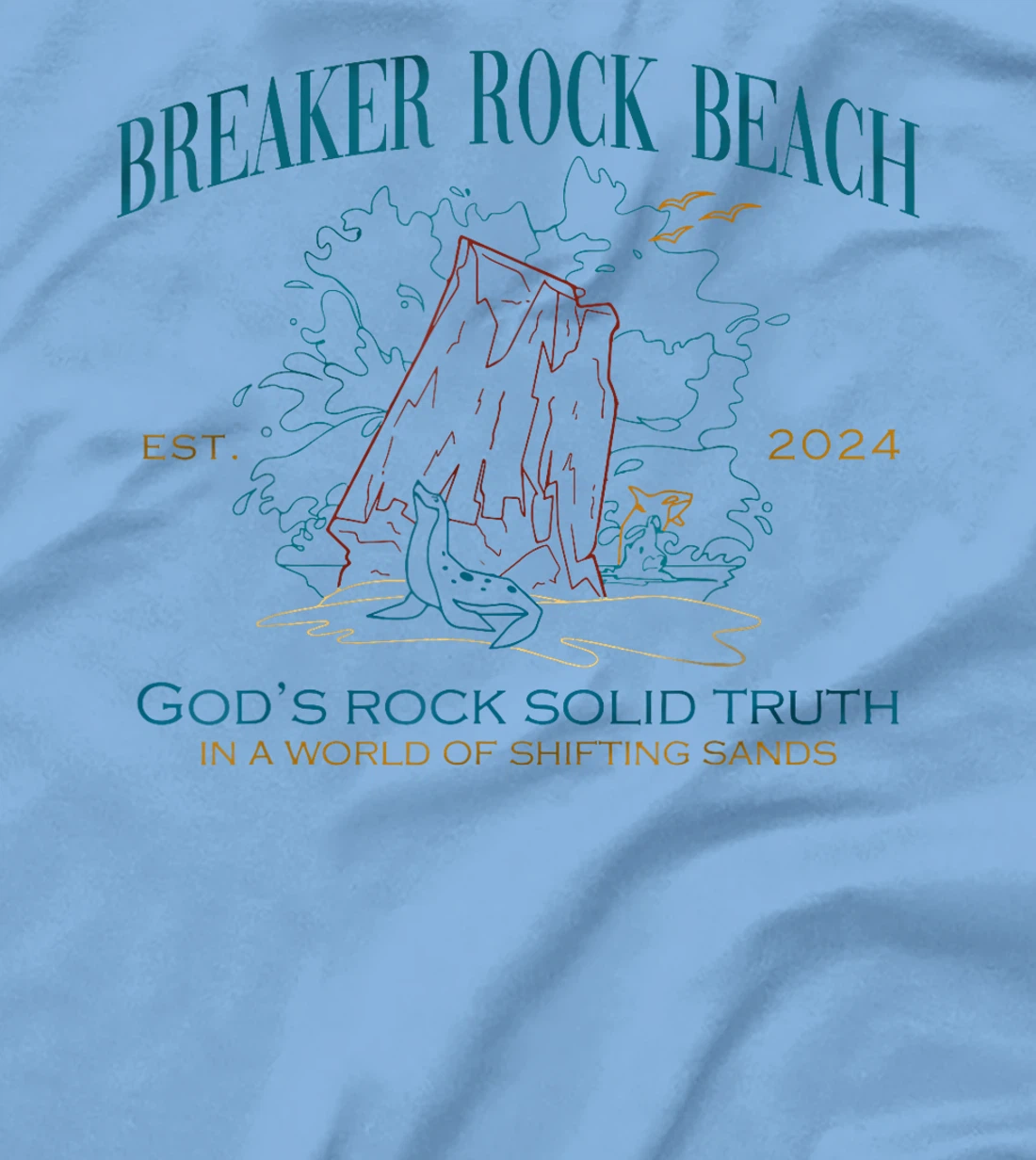 Breaker Rock Beach VBS 2024 God's Rock Solid Truth Bible T-Shirt