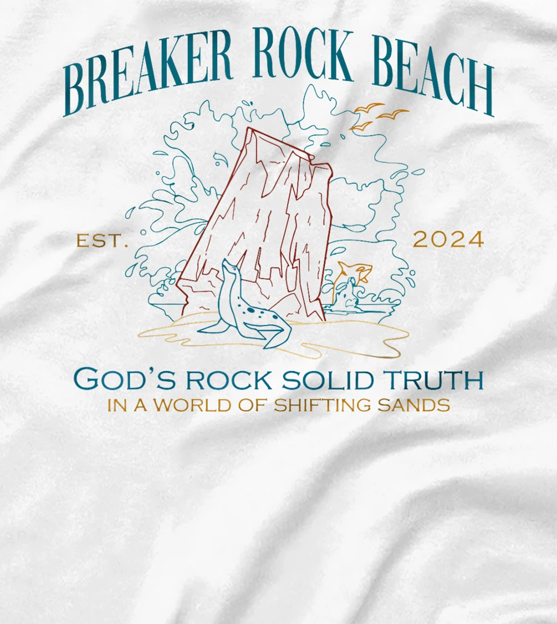 Breaker Rock Beach VBS 2024 God's Rock Solid Truth Bible T-Shirt