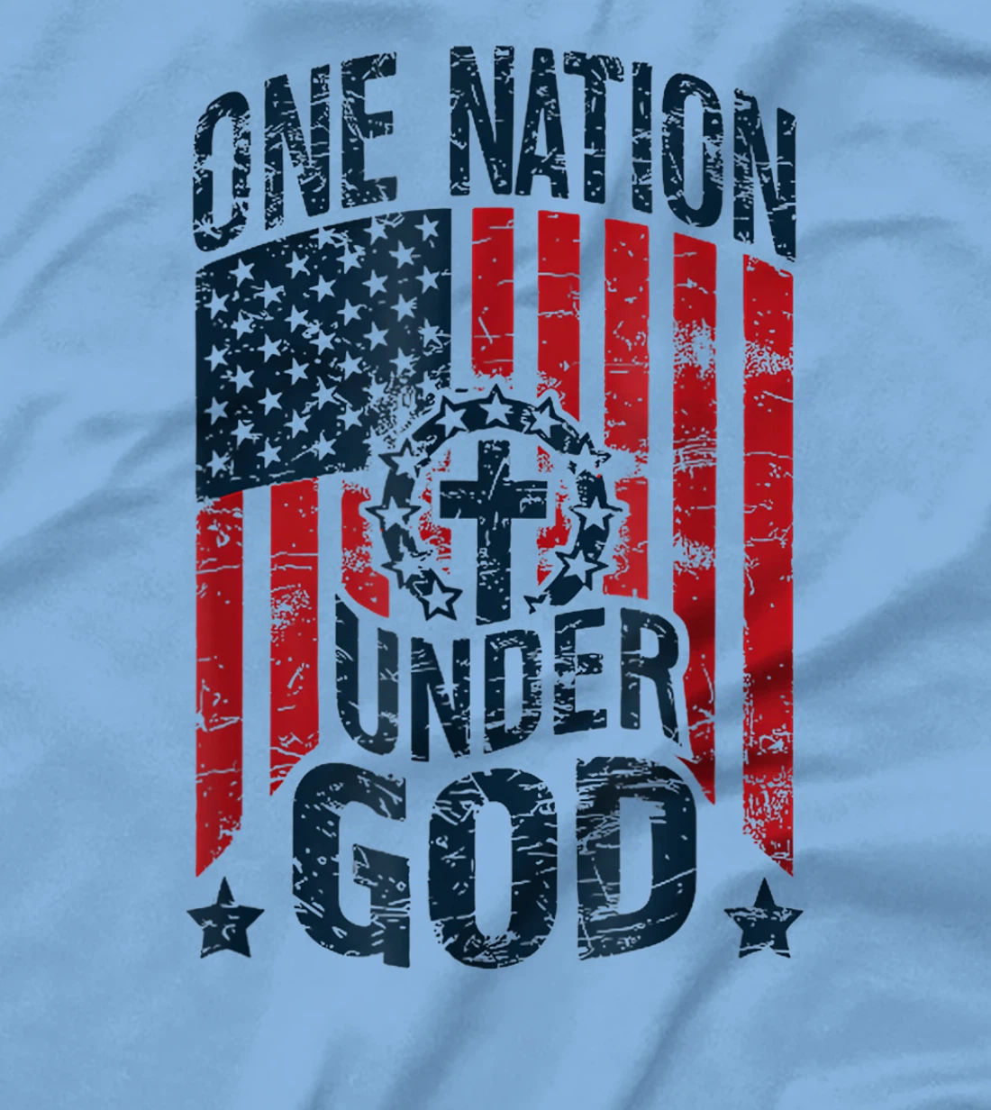 One Nation Under God American Flag Christian Patriotic T-Shirt