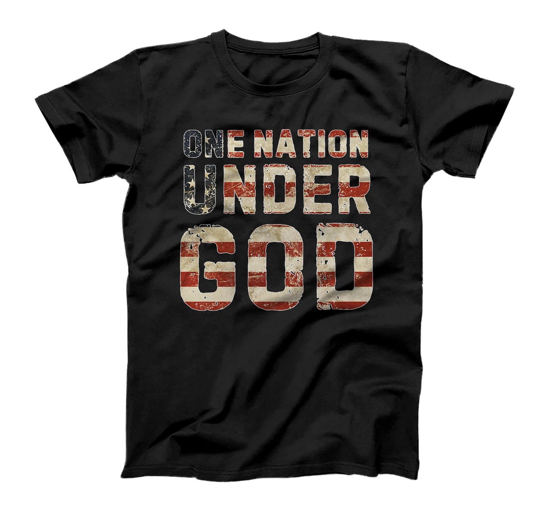USA American Flag Christian One Nation Under God 4th Of July Premium T-Shirt