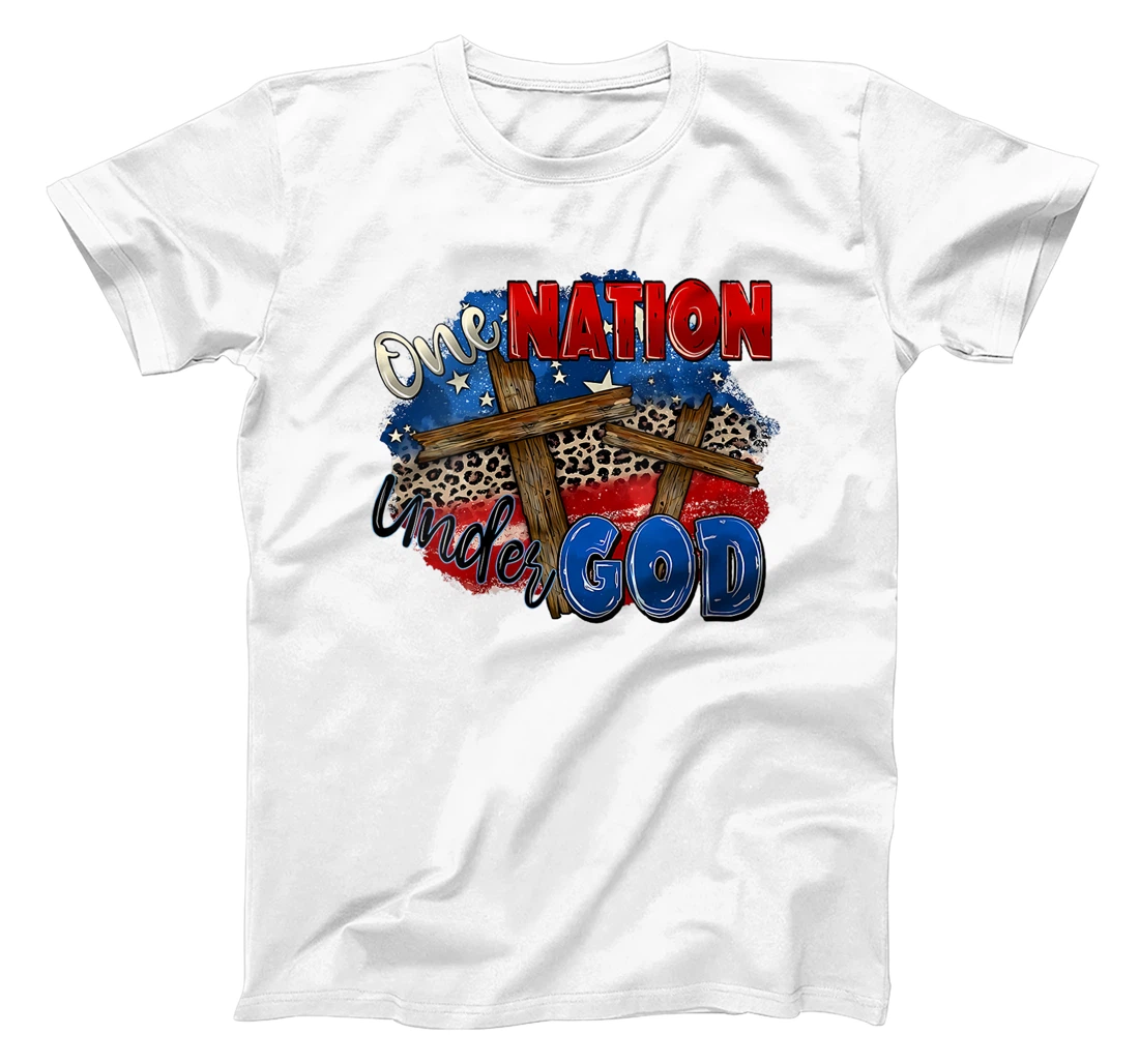 Womens One Nation Under God Flag 4th Of July Patriotic Christian T-Shirt