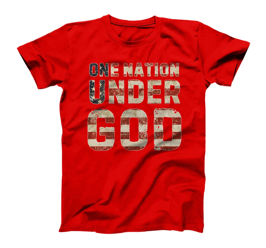 USA American Flag Christian One Nation Under God 4th Of July Premium T-Shirt