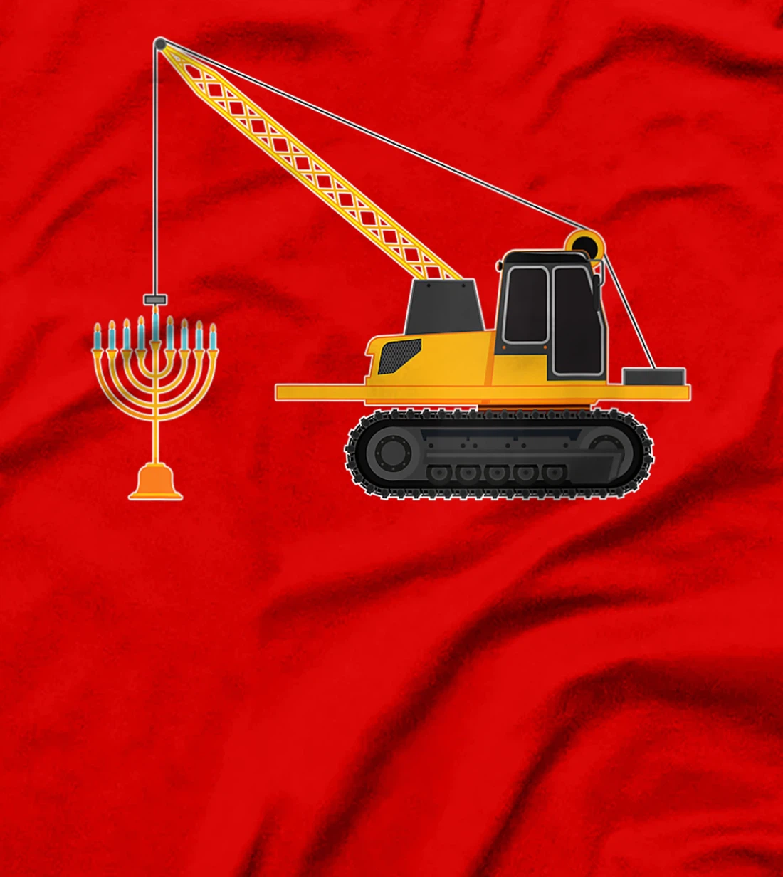 Womens Chanukah Menorah Hanukkah Israel Jew Jewish Pride Excavator T-Shirt