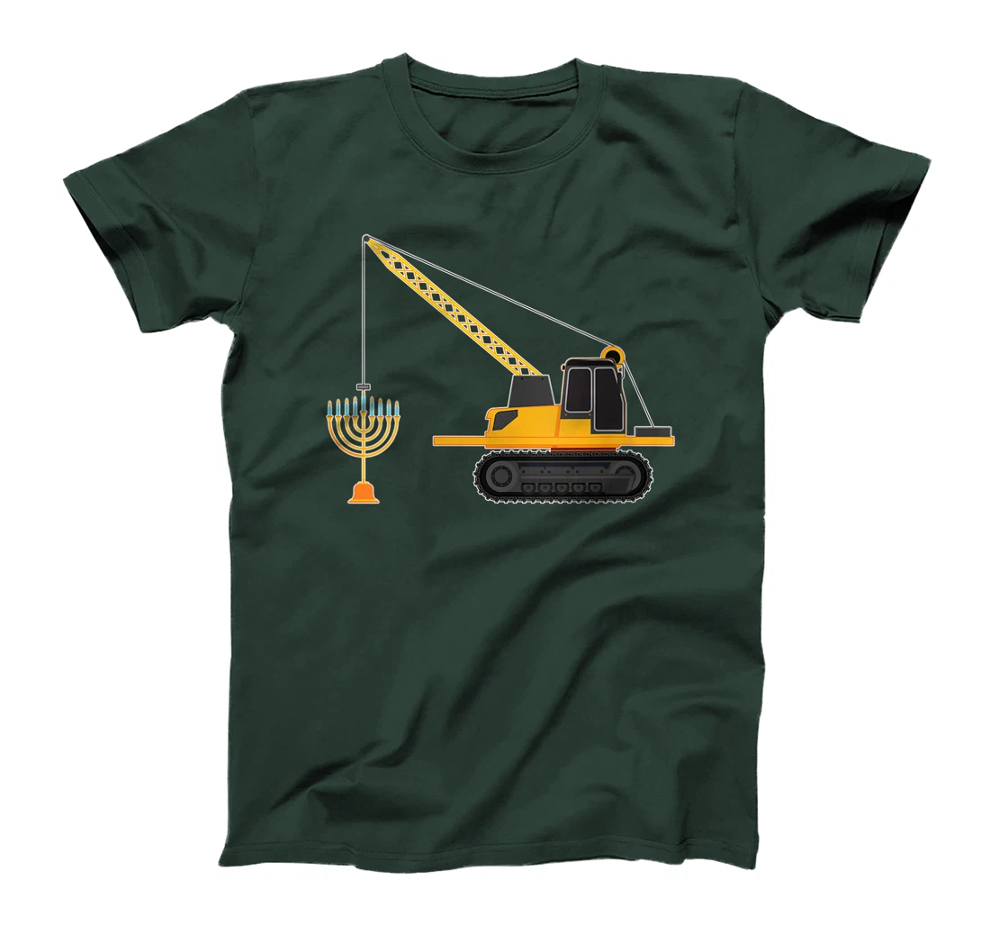 Womens Chanukah Menorah Hanukkah Israel Jew Jewish Pride Excavator T-Shirt