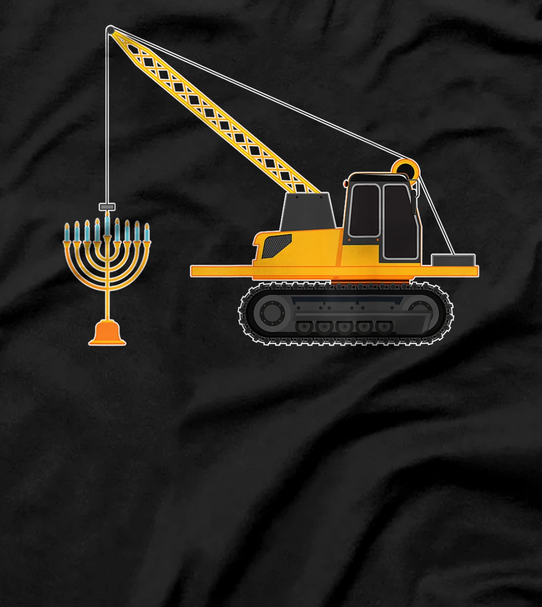 Chanukah Menorah Hanukkah Israel Jew Jewish Pride Excavator T-Shirt