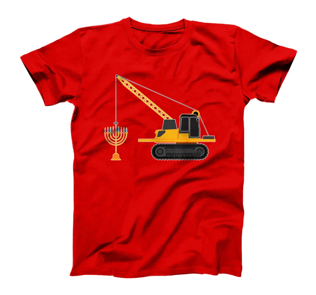 Chanukah Menorah Hanukkah Israel Jew Jewish Pride Excavator T-Shirt