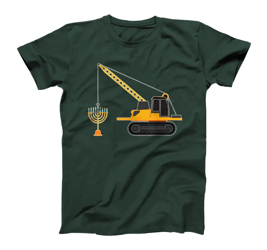 Chanukah Menorah Hanukkah Israel Jew Jewish Pride Excavator T-Shirt
