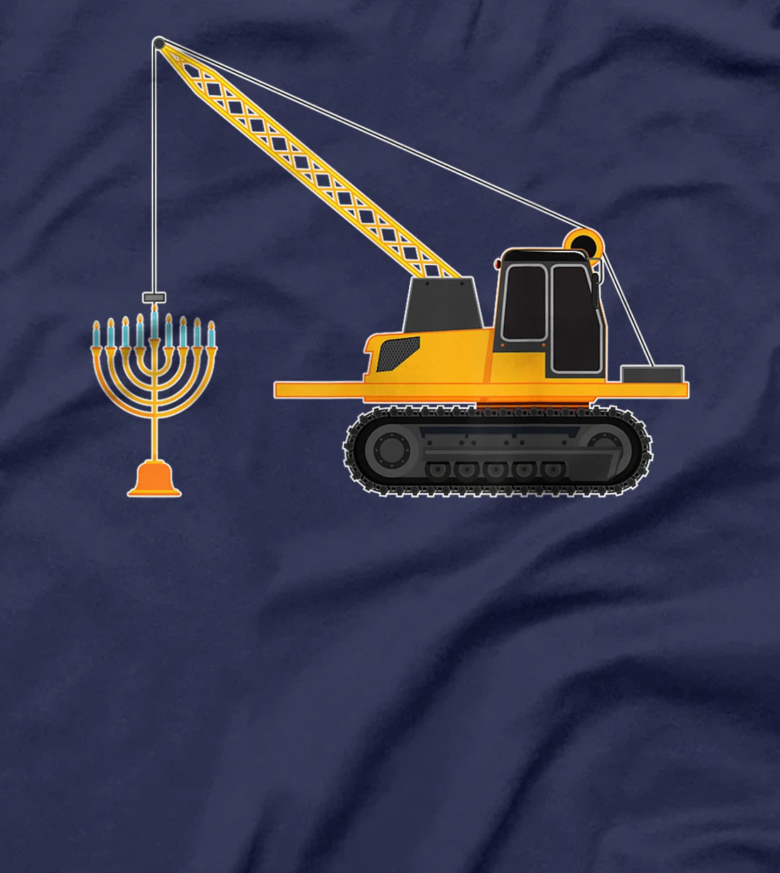 Chanukah Menorah Hanukkah Israel Jew Jewish Pride Excavator T-Shirt