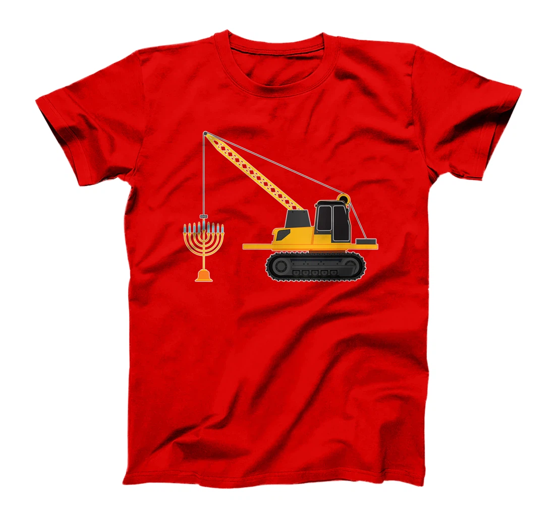 Womens Chanukah Menorah Hanukkah Israel Jew Jewish Pride Excavator T-Shirt