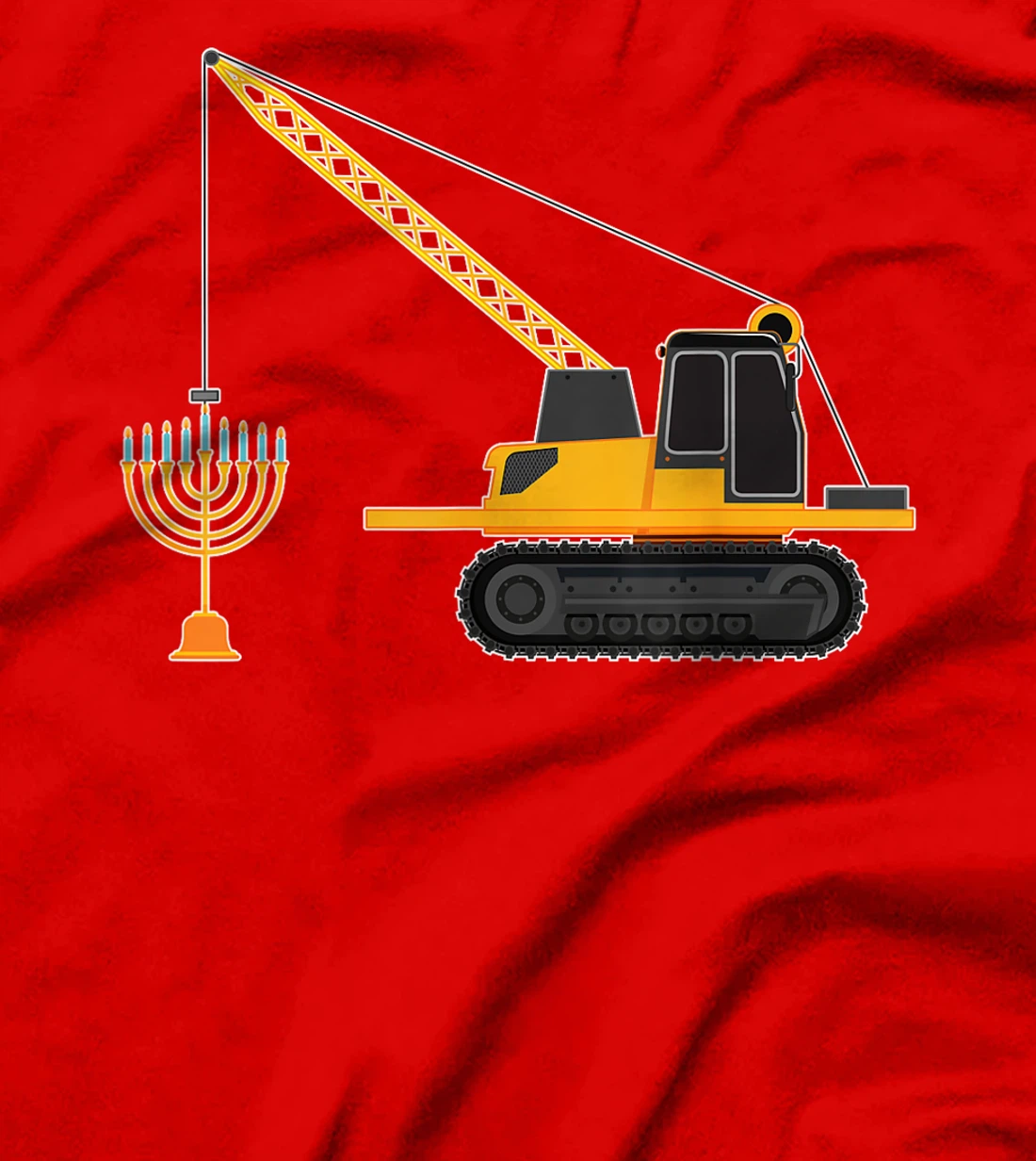 Chanukah Menorah Hanukkah Israel Jew Jewish Pride Excavator T-Shirt