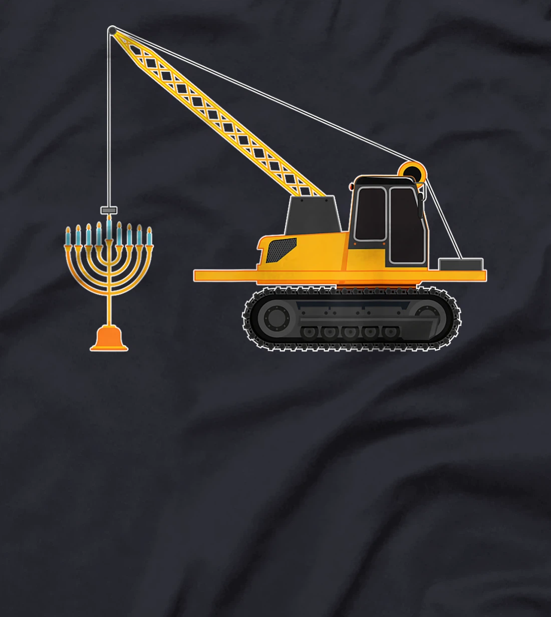 Chanukah Menorah Hanukkah Israel Jew Jewish Pride Excavator T-Shirt