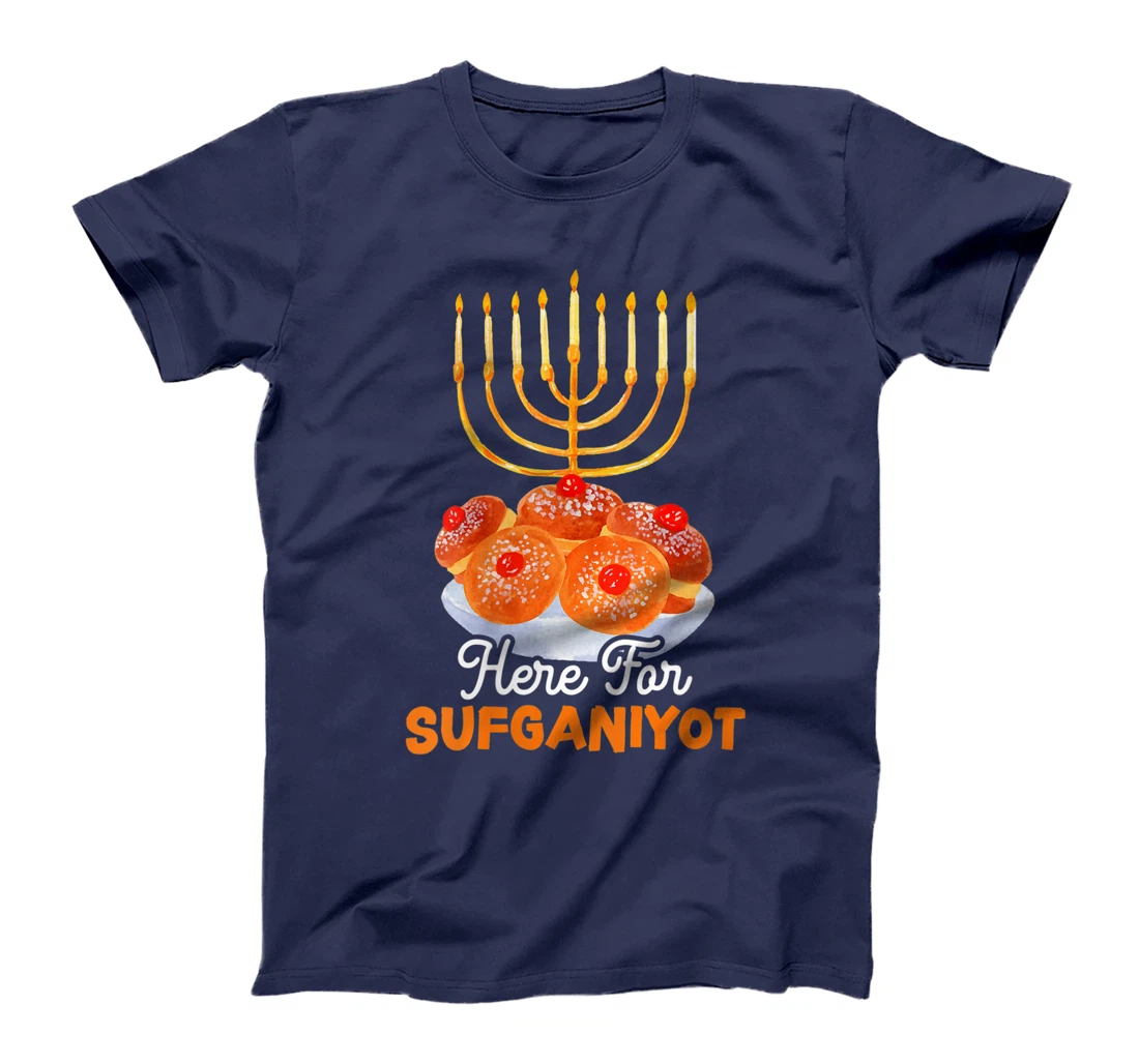 Womens Here For Sufganiyot Chanukah Menorah Hanukkah Israel Jew T-Shirt