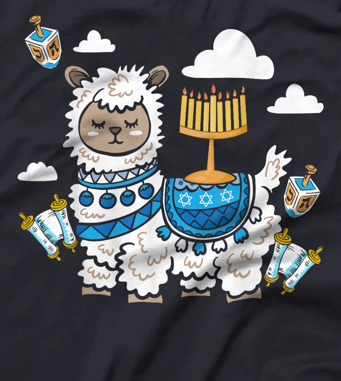 Chanukah Menorah Hanukkah Israel Jew Jewish Pride Llama T-Shirt