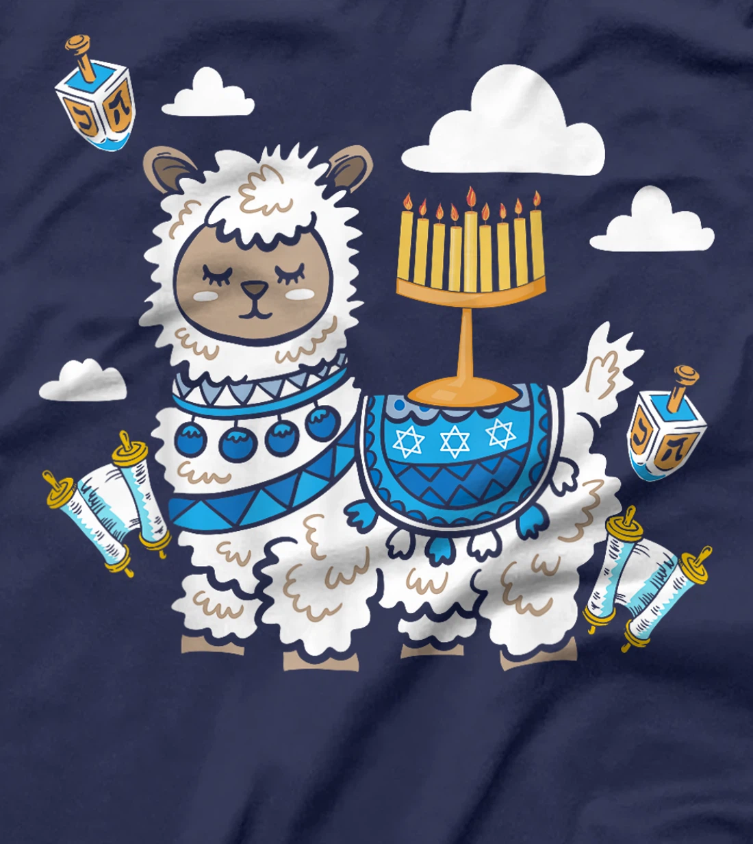 Chanukah Menorah Hanukkah Israel Jew Jewish Pride Llama T-Shirt