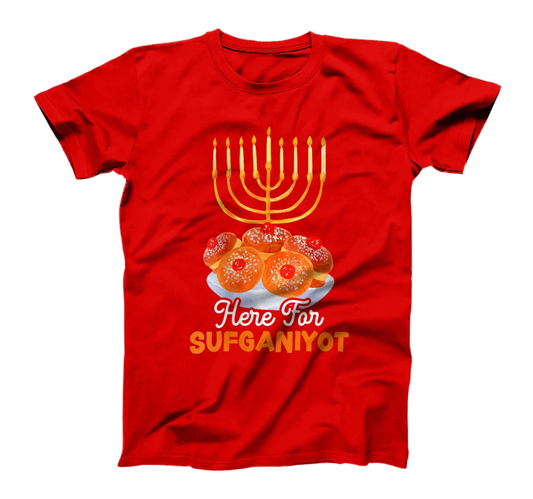 Womens Here For Sufganiyot Chanukah Menorah Hanukkah Israel Jew T-Shirt