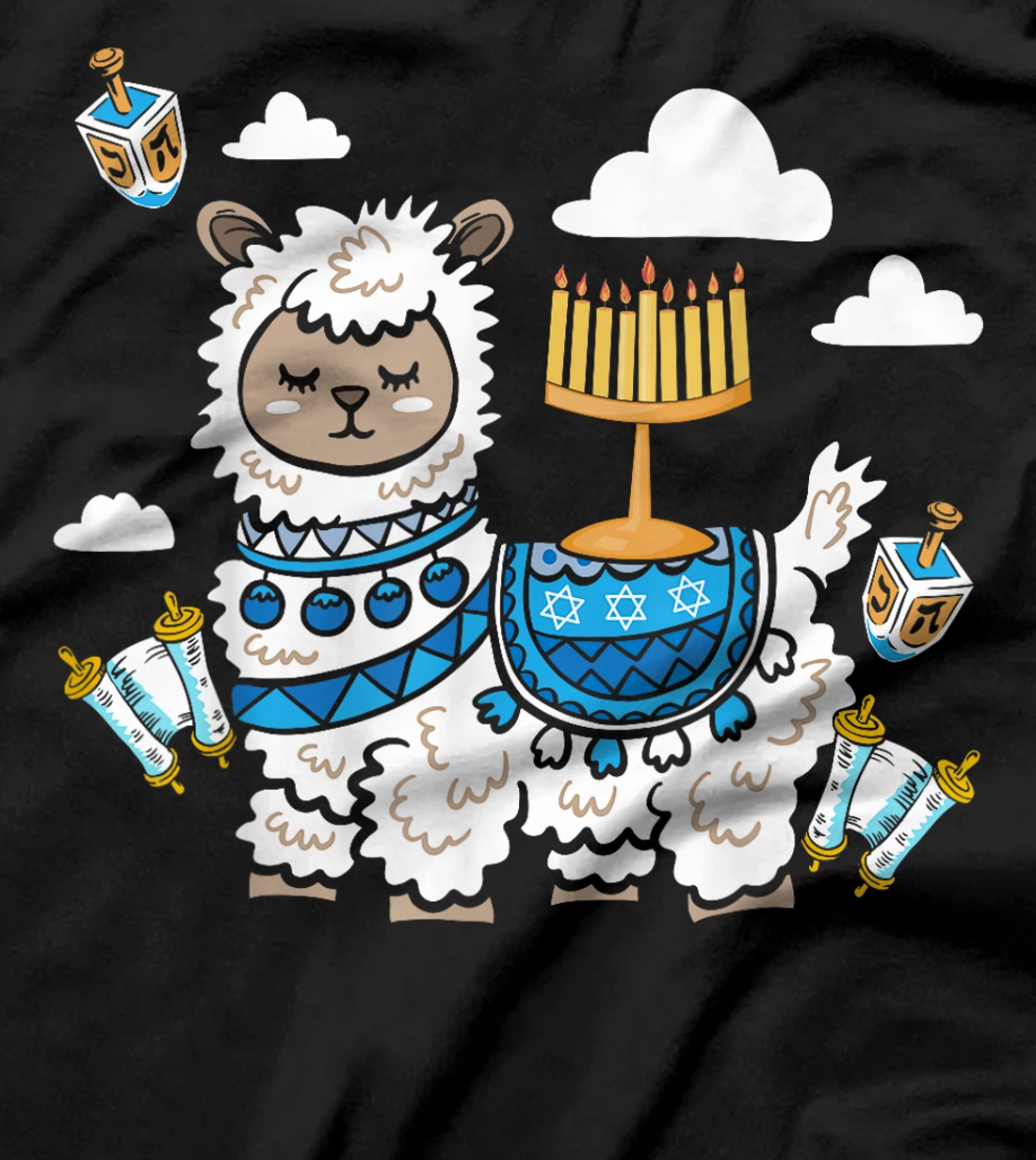 Chanukah Menorah Hanukkah Israel Jew Jewish Pride Llama T-Shirt