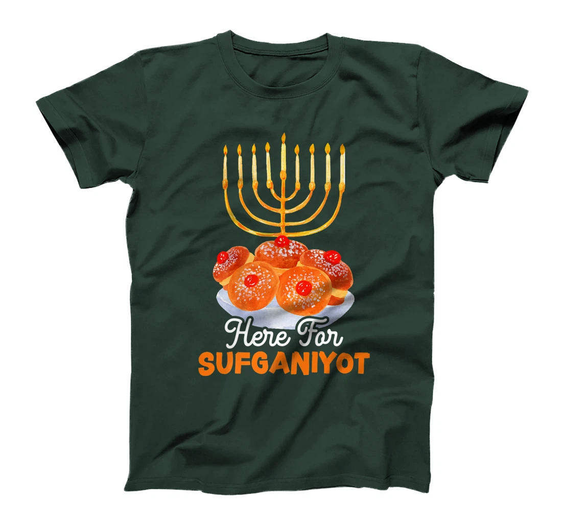 Here For Sufganiyot Chanukah Menorah Hanukkah Israel Jew Premium T-Shirt