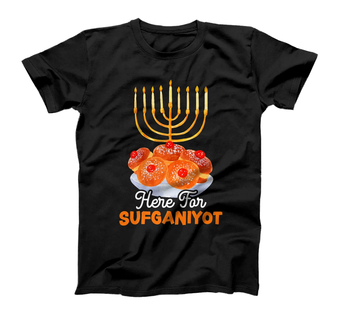 Here For Sufganiyot Chanukah Menorah Hanukkah Israel Jew Premium T-Shirt