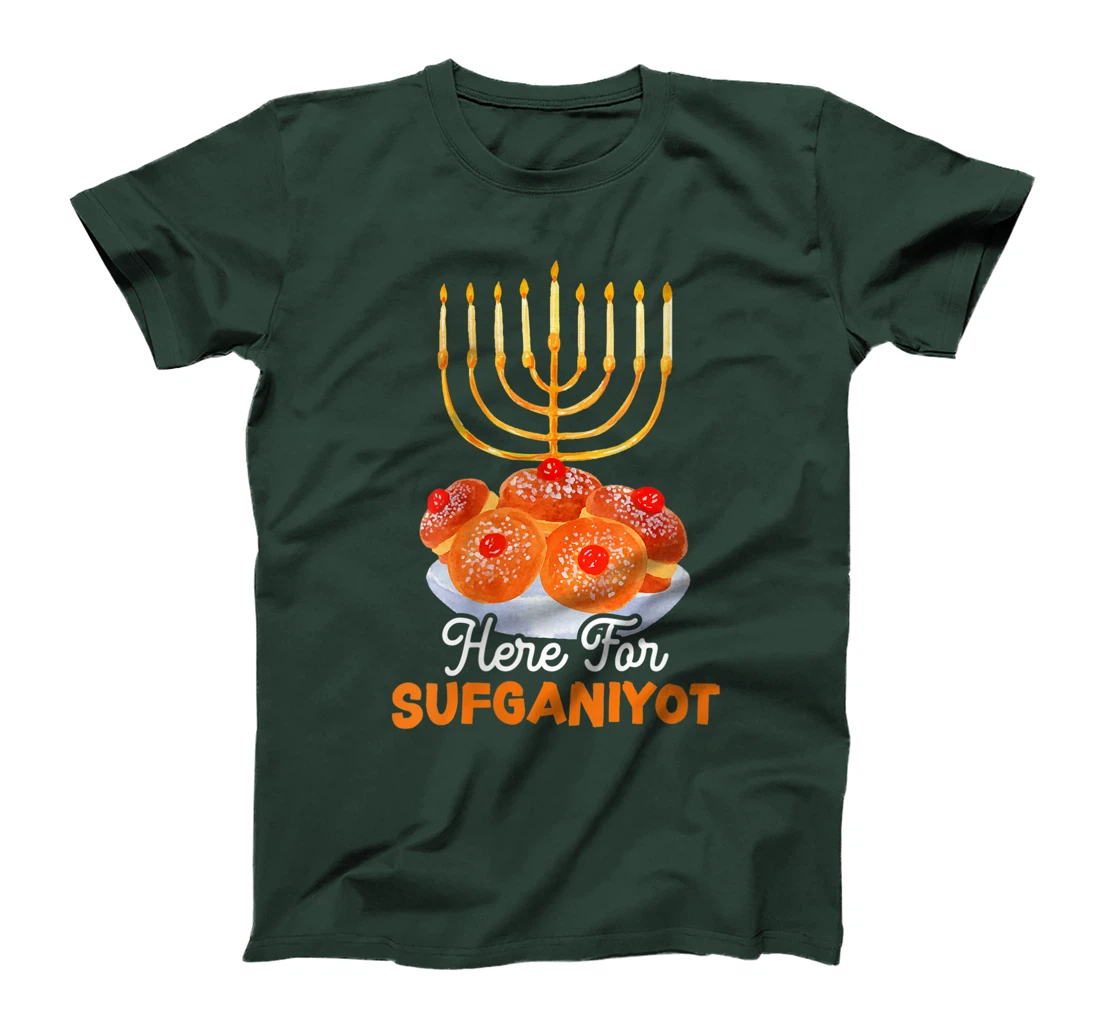 Womens Here For Sufganiyot Chanukah Menorah Hanukkah Israel Jew T-Shirt