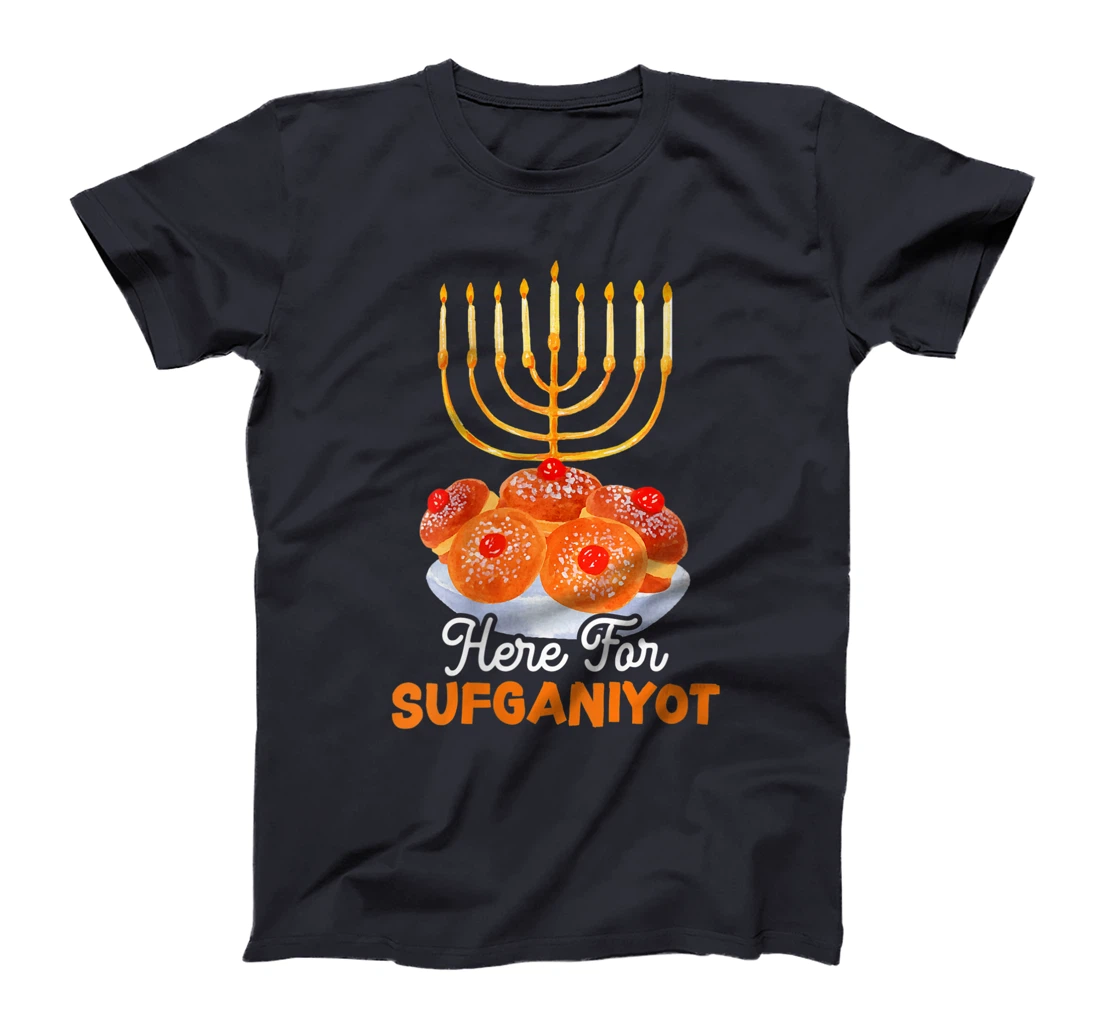 Womens Here For Sufganiyot Chanukah Menorah Hanukkah Israel Jew T-Shirt